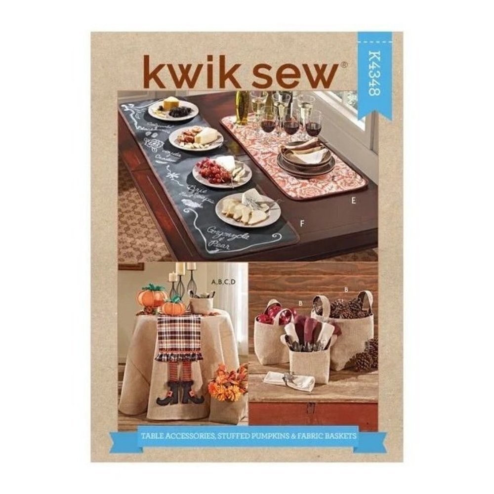 Kwik Sew Sewing Pattern 4348 Table Accessories‎ Fabric Baskets Fabric Pumpkins